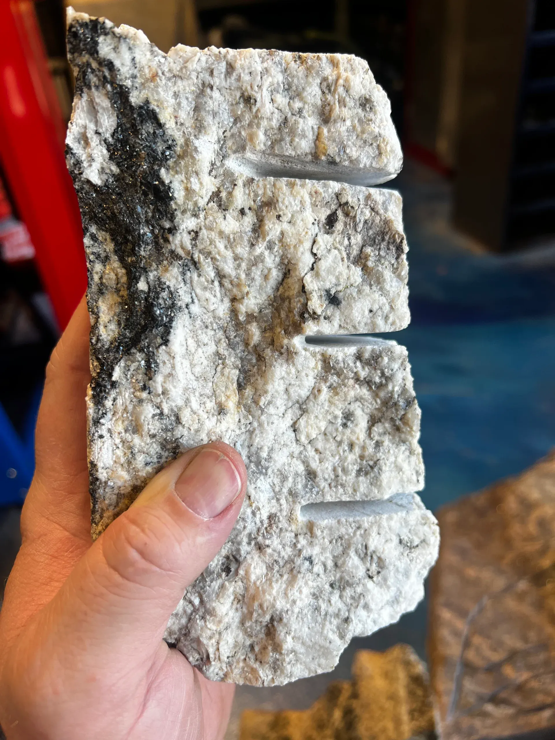 Migmatite #004 partway through carving